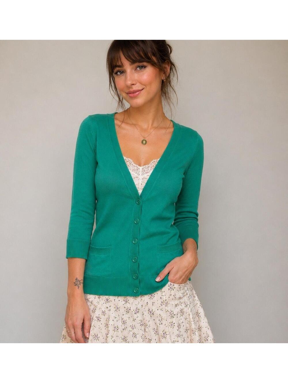 Mossimo Y2K Kelly Green Cardigan Sweater XS Cottagecore Coquette Preppy Coastal